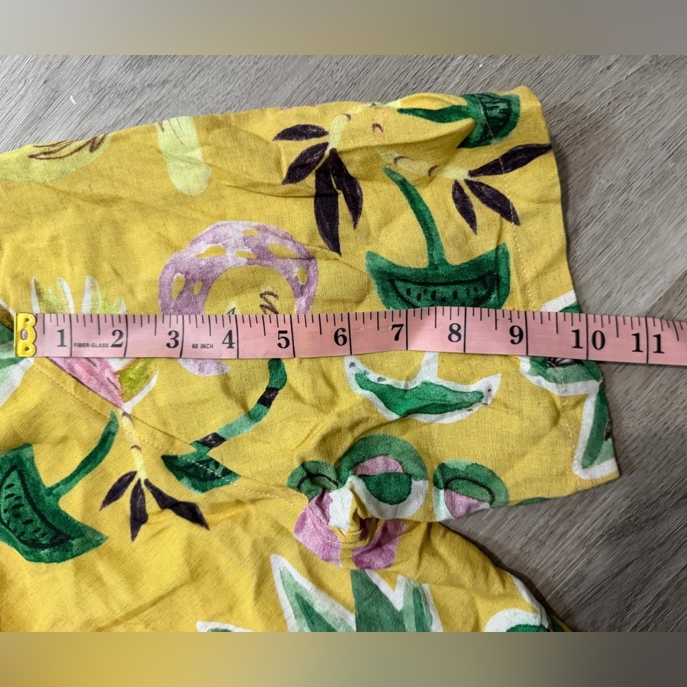 Zara Yellow Floral-Print Short Sleeve Button-Down Shirt - Picture 7 of 7